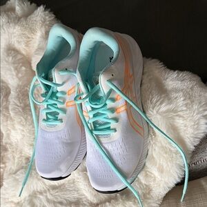 Asics Women's White and Orange Athletic Shoes